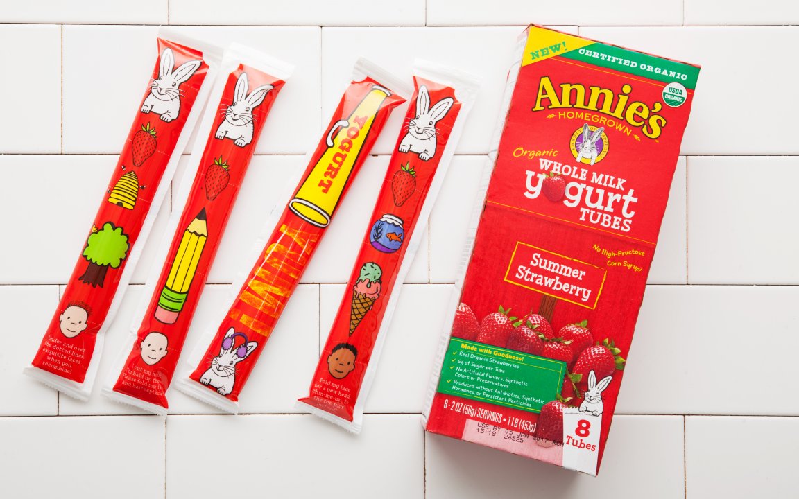 Organic Strawberry Whole Milk Yogurt Tubes Annie's Homegrown SF Bay